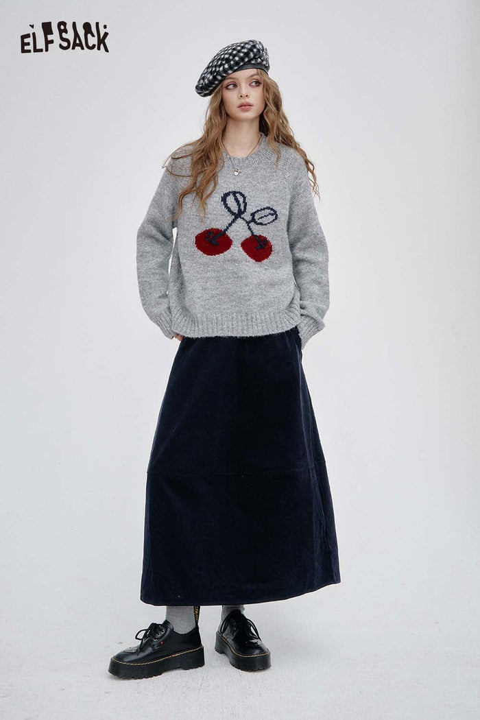 ELFSACK Breathable Stretch Elastic Waist Design Midi Skirt
