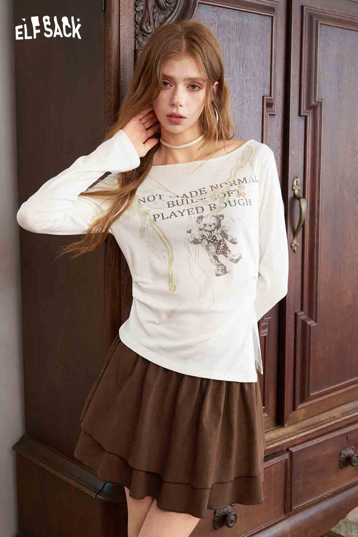 Brown Double Layered Mini Skirt