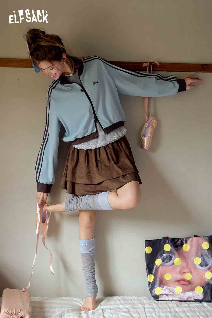 Brown Double Layered Mini Skirt