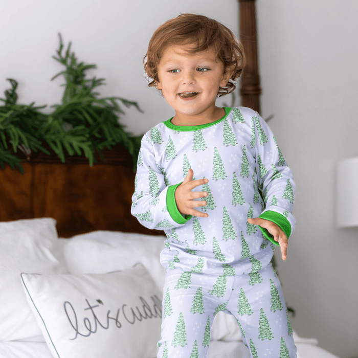 Buttflap Pajamas - Blue Christmas Tree Holiday Lounge - Sugar Bee Clothing