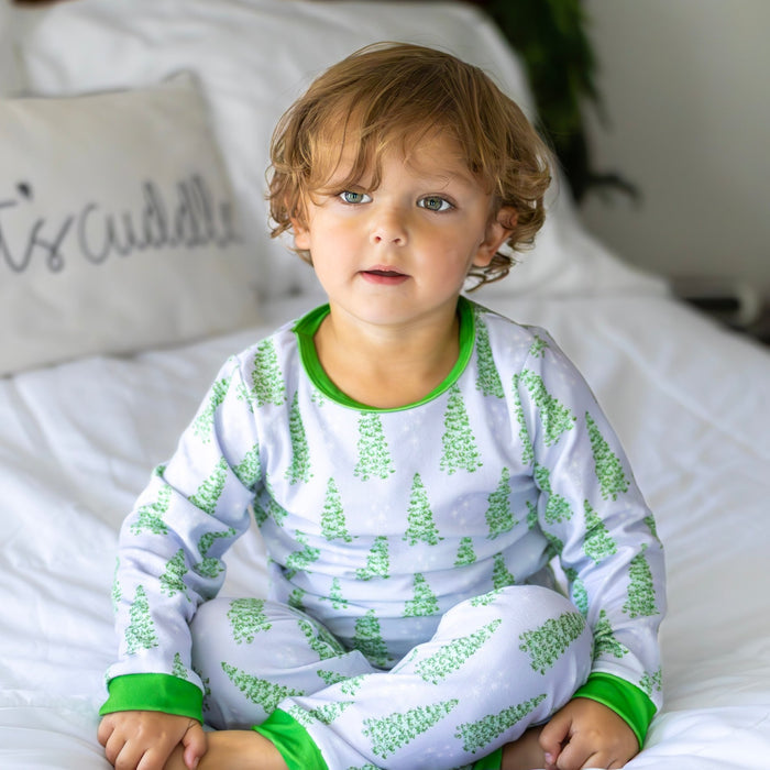 Buttflap Pajamas - Blue Christmas Tree Holiday Lounge - Sugar Bee Clothing