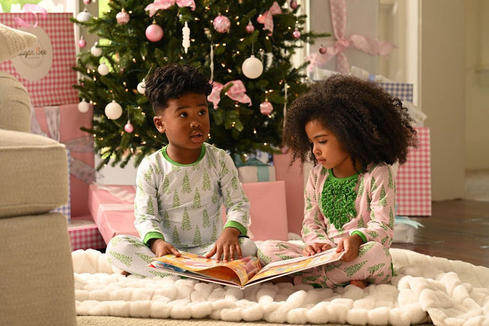 Buttflap Pajamas - Blue Christmas Tree Holiday Lounge - Sugar Bee Clothing