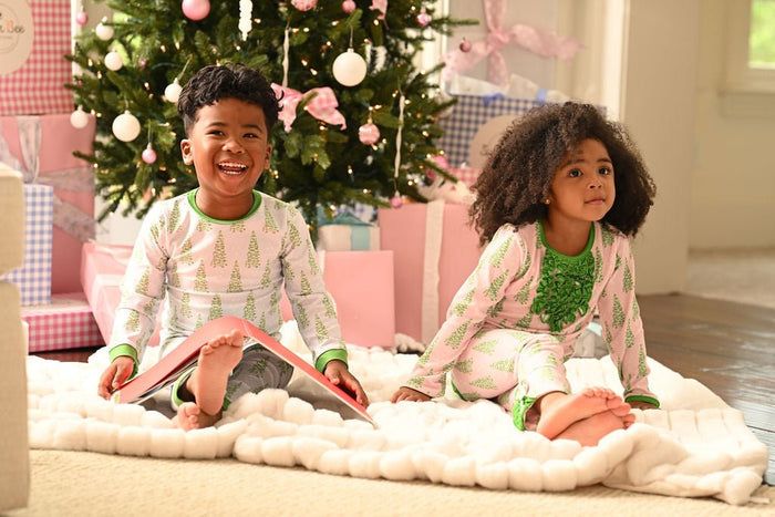 Buttflap Pajamas - Blue Christmas Tree Holiday Lounge - Sugar Bee Clothing