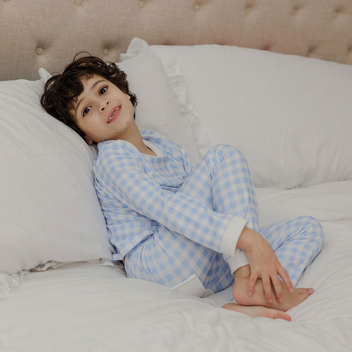 Buttflap Pajamas - Blue Gingham - Sugar Bee Clothing