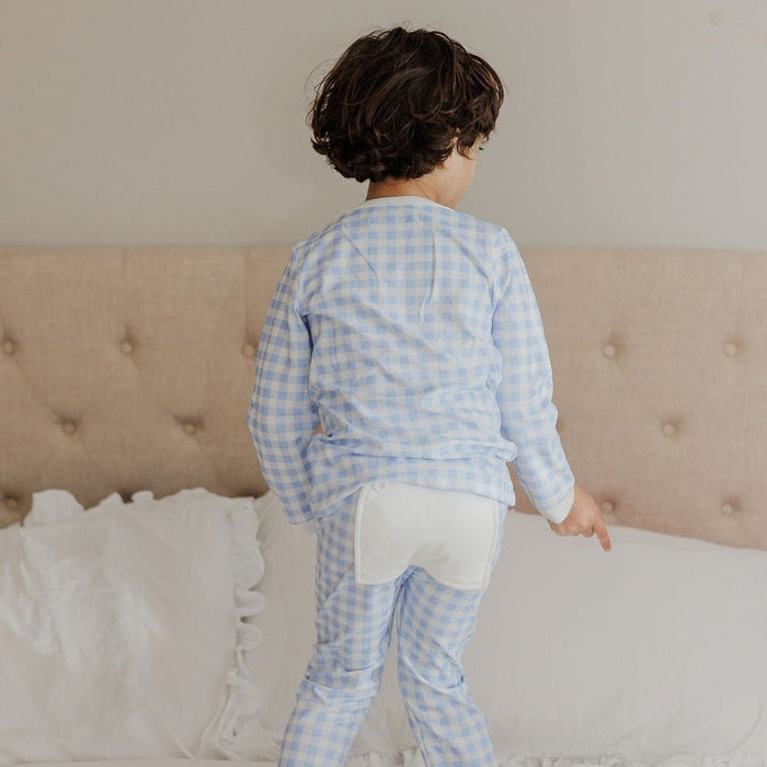 Buttflap Pajamas - Blue Gingham - Sugar Bee Clothing