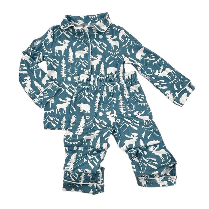 Button Down - Blue Mountain Animals - Sugar Bee Clothing