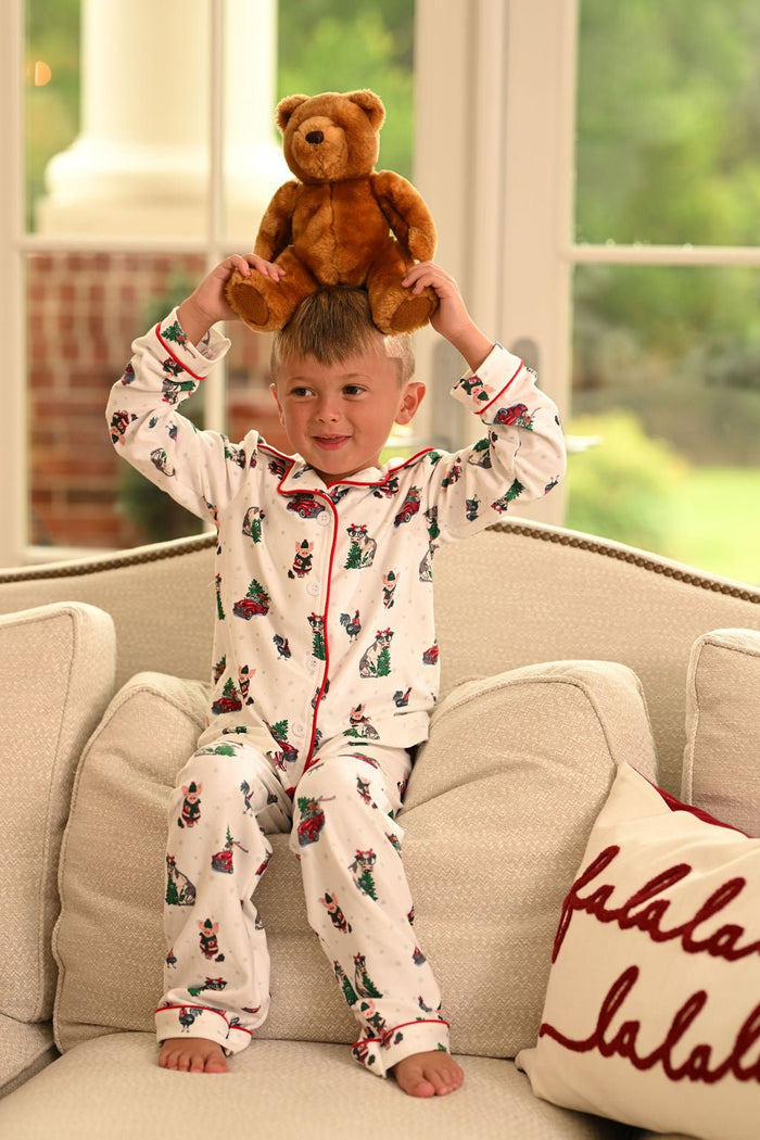 Button Down Pajamas - Christmas On The Farm Holiday Lounge - Sugar Bee Clothing