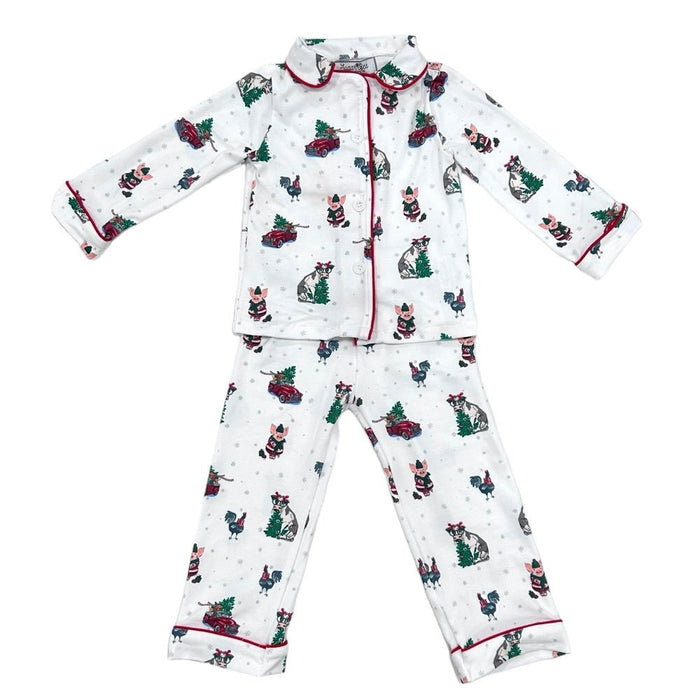 Button Down Pajamas - Christmas On The Farm Holiday Lounge - Sugar Bee Clothing