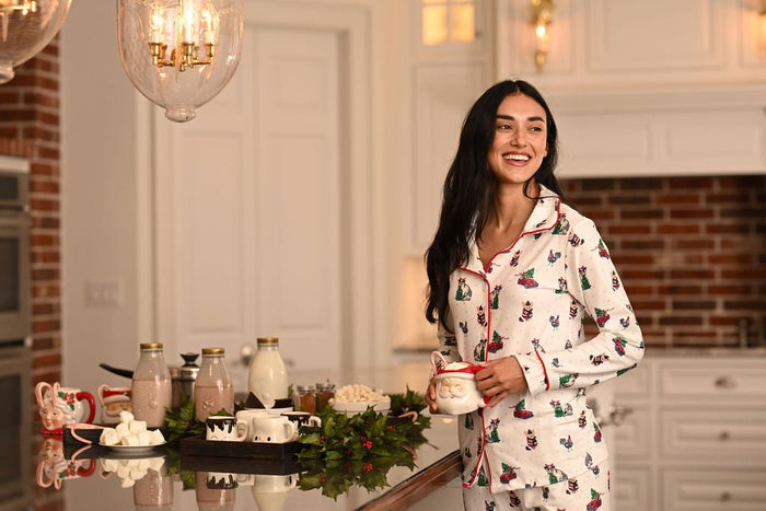 Button Down Pajamas - Christmas On The Farm Holiday Lounge - Sugar Bee Clothing