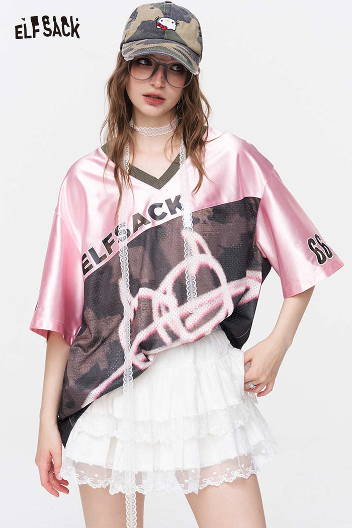 ELFSACK Camo Devil Heart Oversized T-Shirt