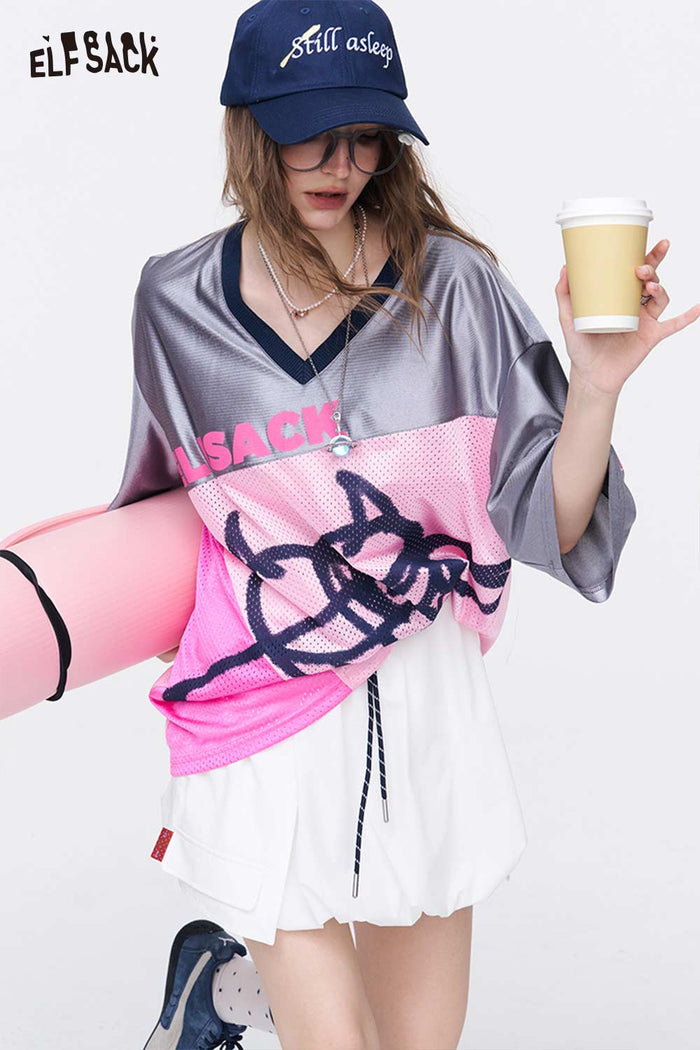 ELFSACK Camo Devil Heart Oversized T-Shirt