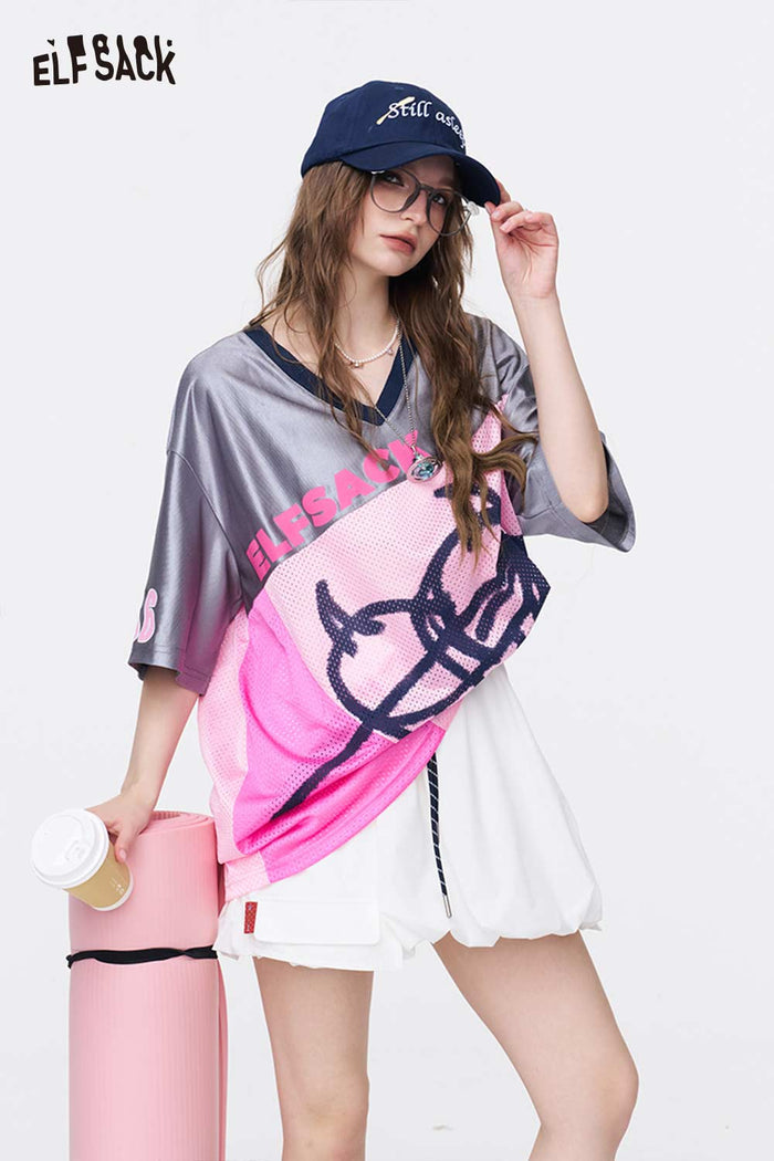 ELFSACK Camo Devil Heart Oversized T-Shirt