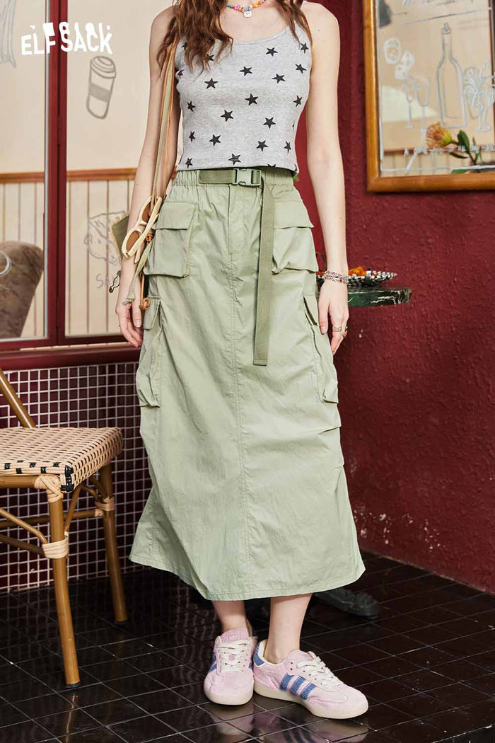 Cargo Maxi Skirt with Multi Pockets
