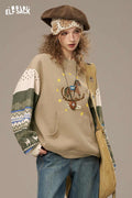 Cartoon Print Loose Pullover Sweatshirt