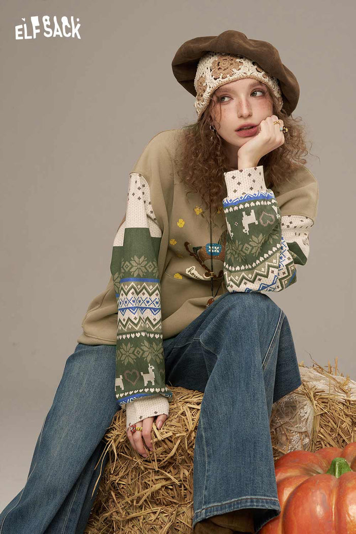 Cartoon Print Loose Pullover Sweatshirt