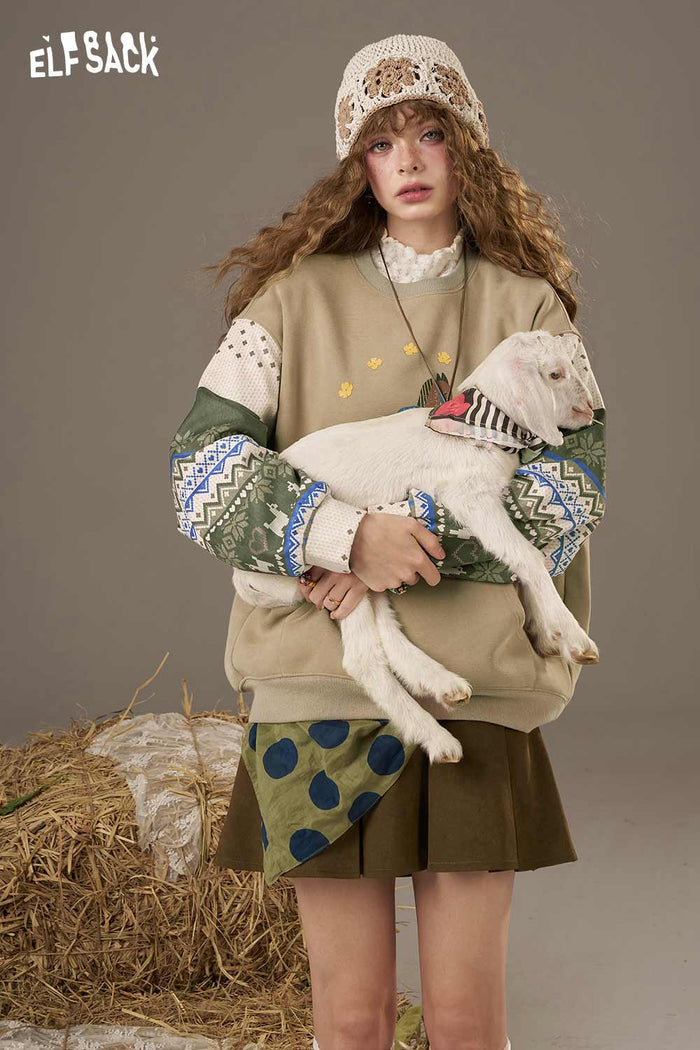 Cartoon Print Loose Pullover Sweatshirt