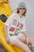 ELFSACK Cartoon Print Oversized T Shirt