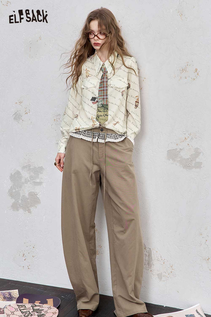 Cartoon Print Pocket Blouse