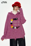 ELFSACK Cartoon snake towel embroidery loose hooded sweater