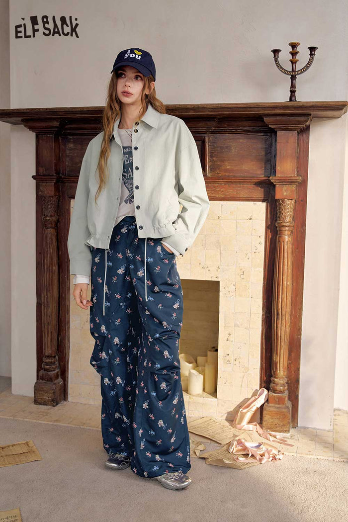 Casual Lapel Button Crop Jacket