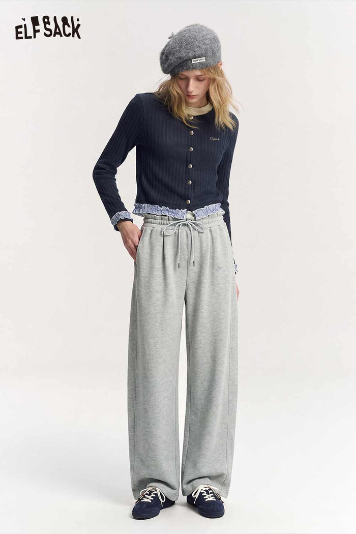Casual Loose Drawstring Waist Solid Pants