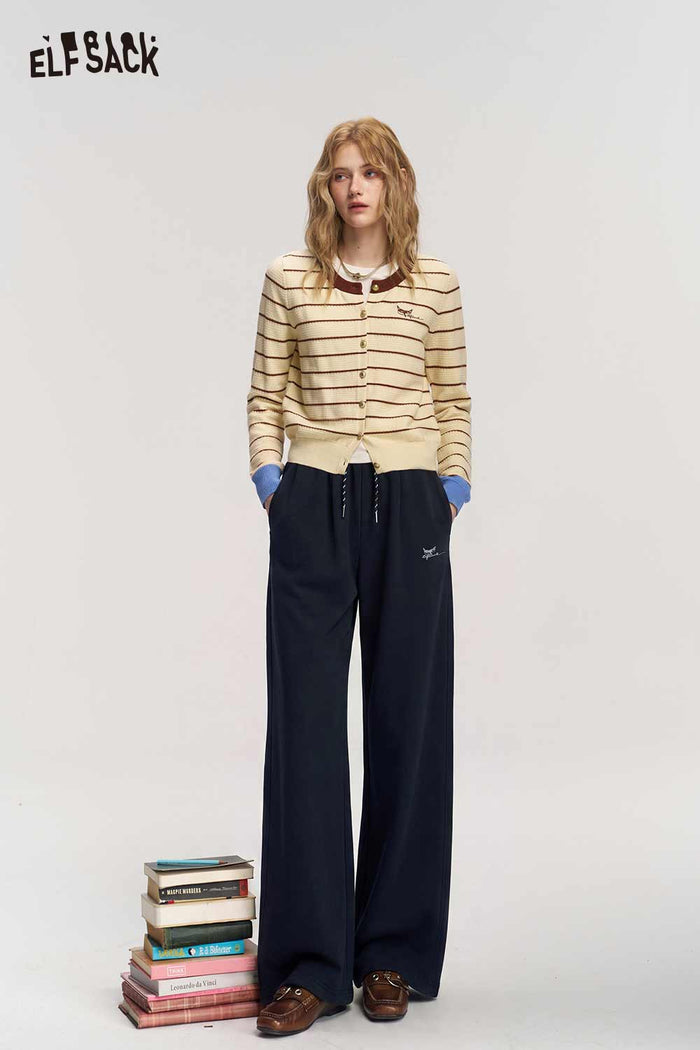 Casual Loose Drawstring Waist Solid Pants