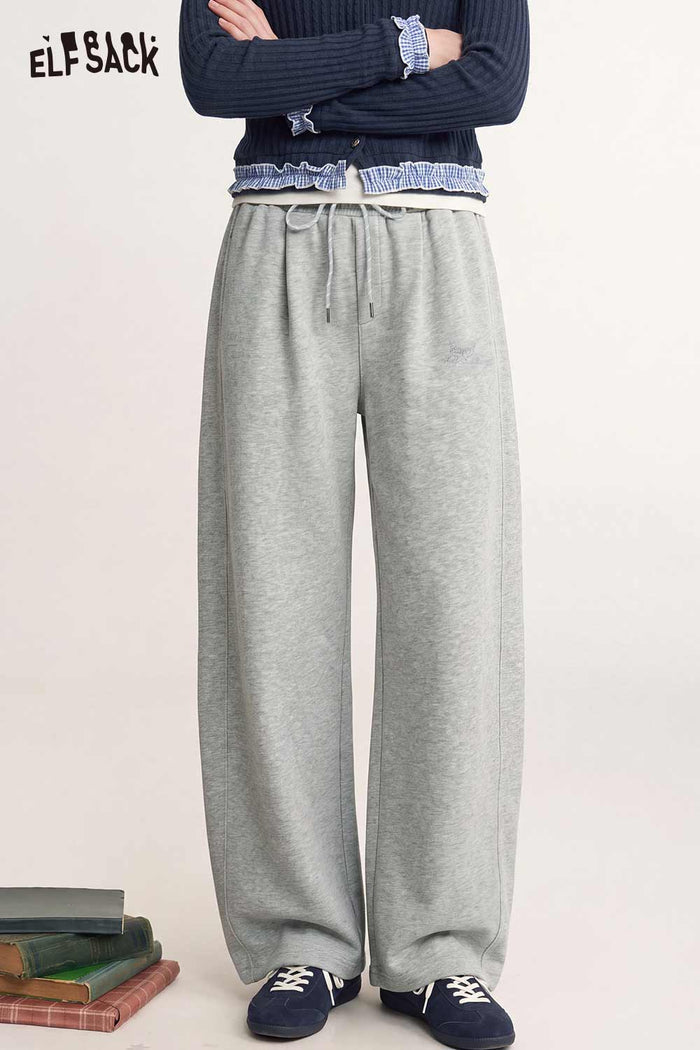Casual Loose Drawstring Waist Solid Pants