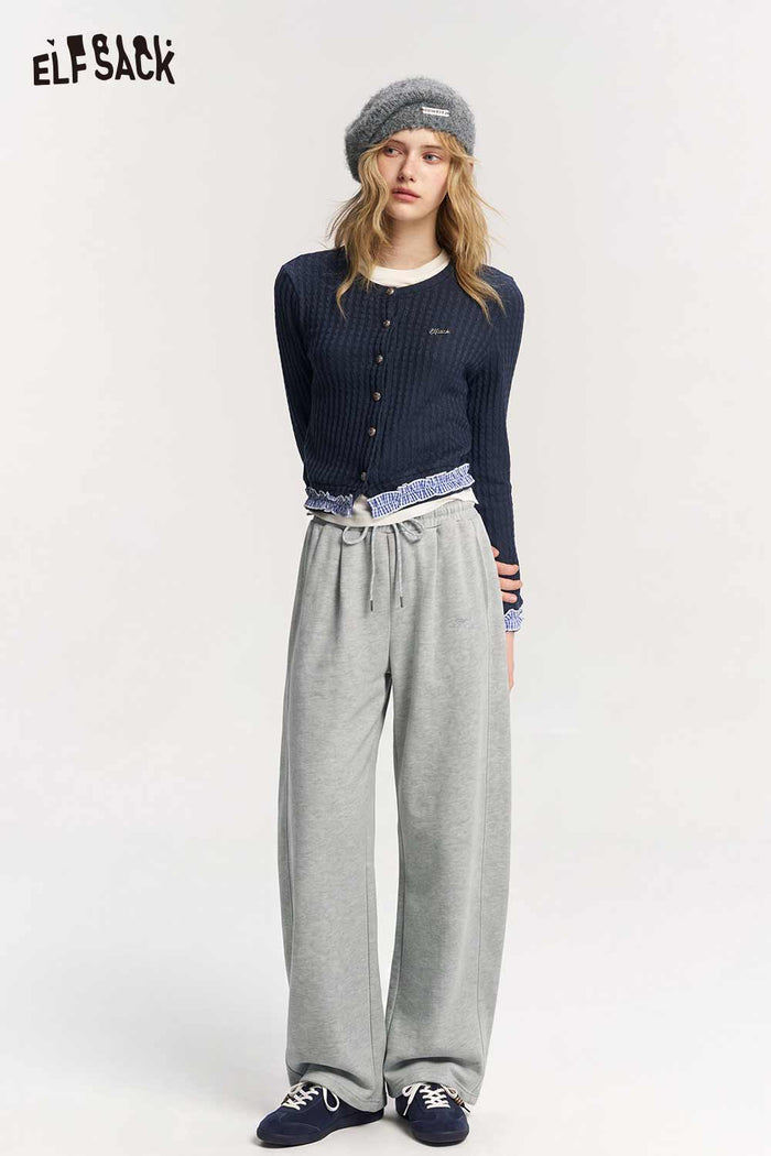 Casual Loose Drawstring Waist Solid Pants