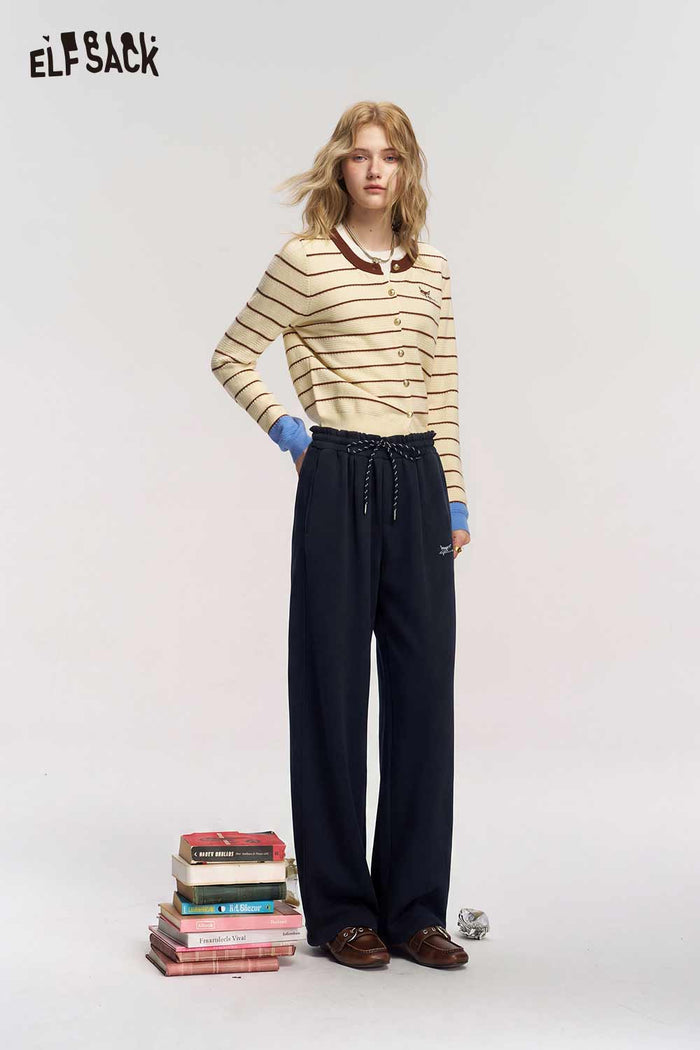 Casual Loose Drawstring Waist Solid Pants
