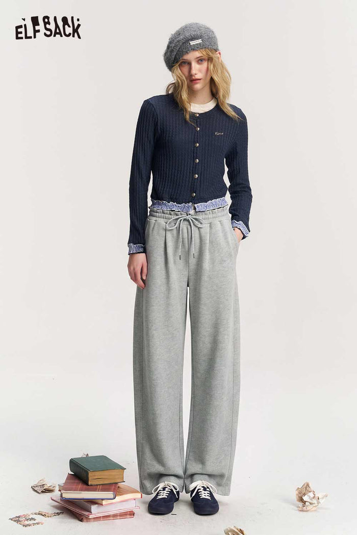 Casual Loose Drawstring Waist Solid Pants