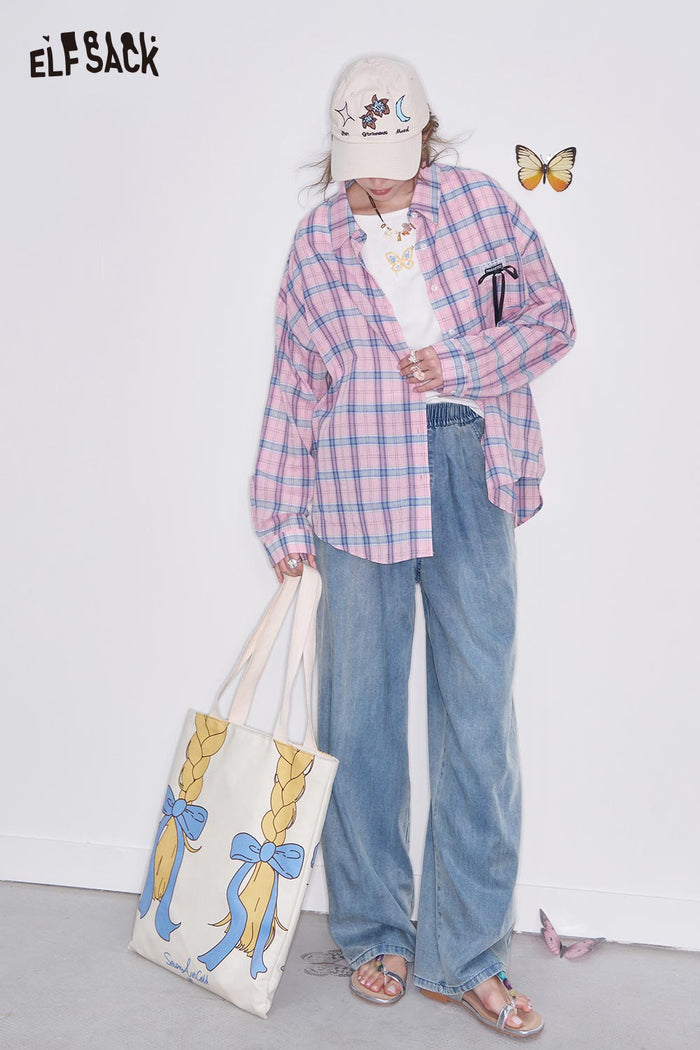 ELFSACK Casual Loose Fit Denim Pants