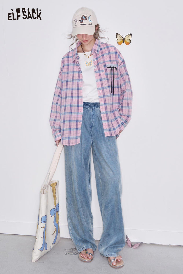 ELFSACK Casual Loose Fit Denim Pants