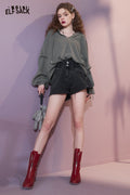 Casual Loose Solid Pullover Sweatshirt