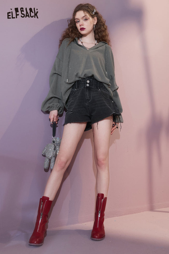 Casual Loose Solid Pullover Sweatshirt