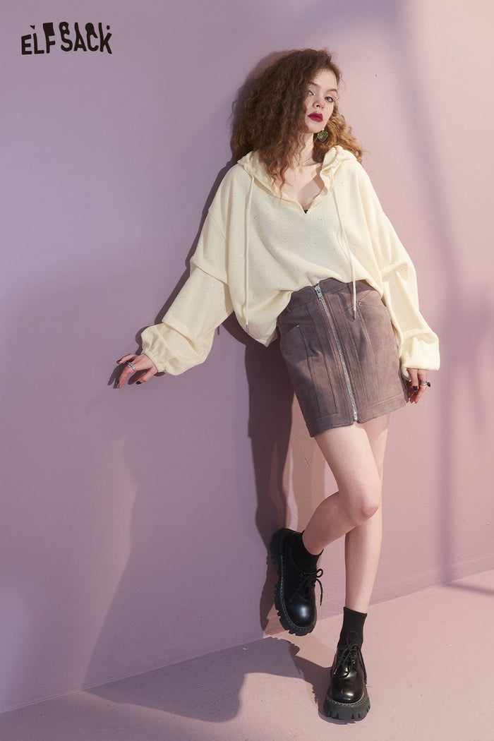 Casual Loose Solid Pullover Sweatshirt