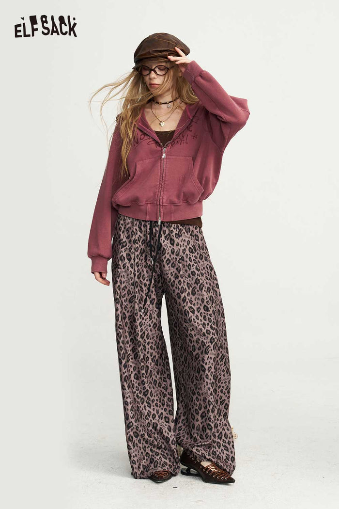 Cat Ear Zip-Up Crop Graphic Hoodie