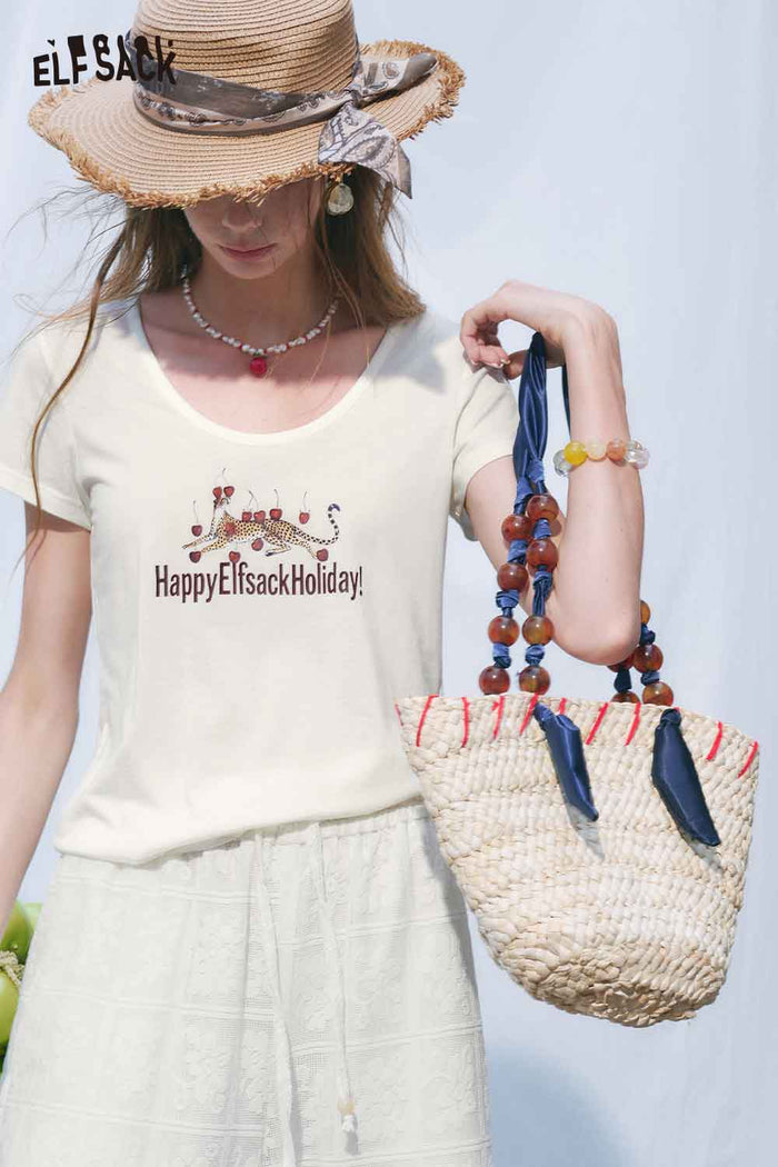 ELFSACK Cheetah Holiday U?Neck Slim Tee
