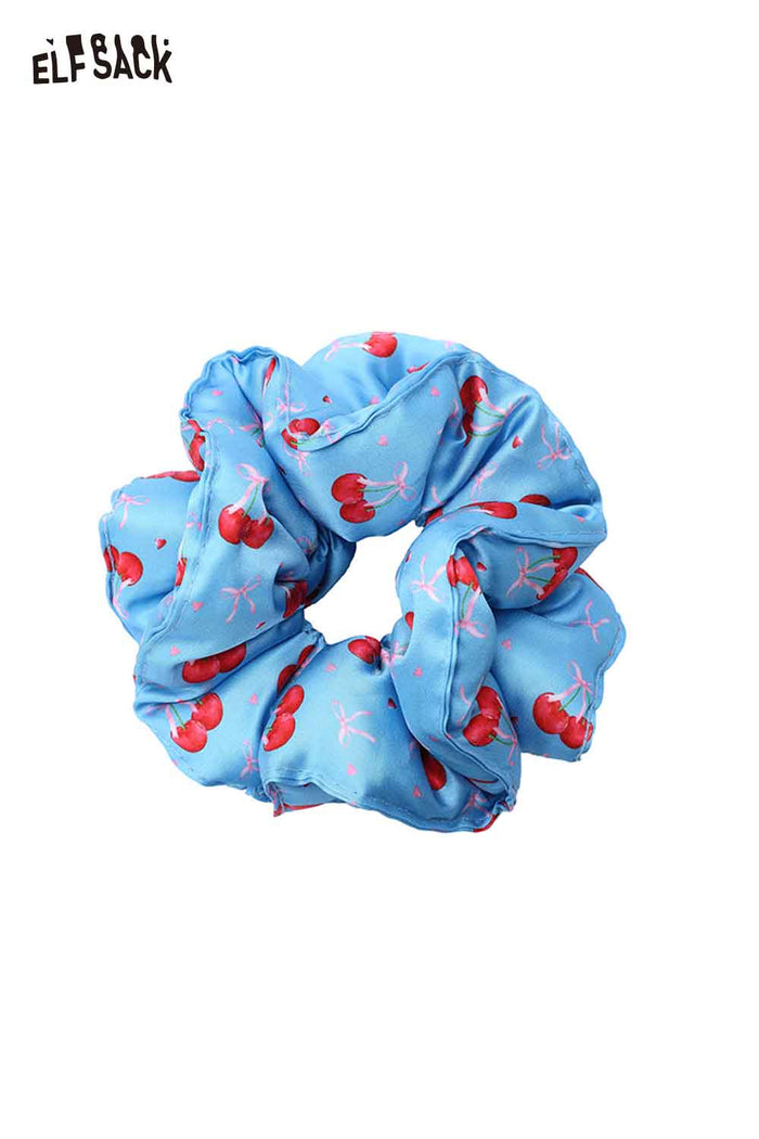 ELFSACK Cherry Print Satin Scrunchie Hair Tie