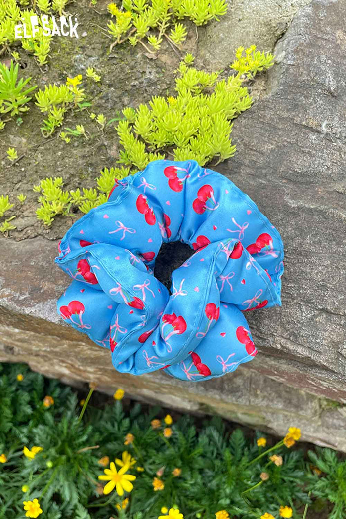 ELFSACK Cherry Print Satin Scrunchie Hair Tie