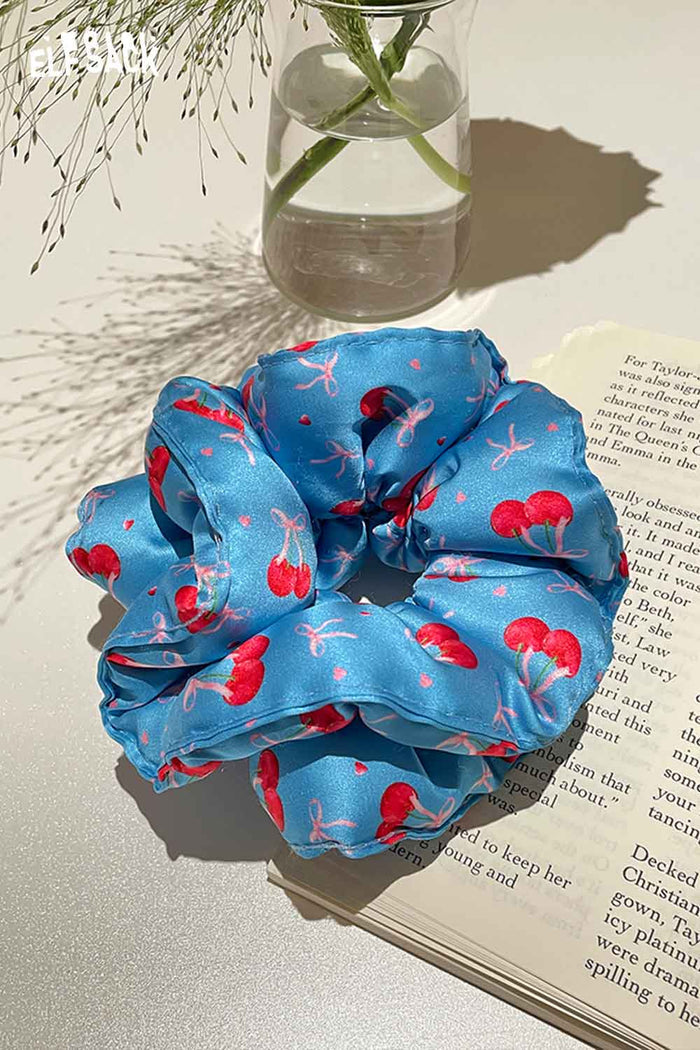 ELFSACK Cherry Print Satin Scrunchie Hair Tie