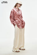 ELFSACK Christmas Red Velvet High Waist Wide Leg Casual Pants Women
