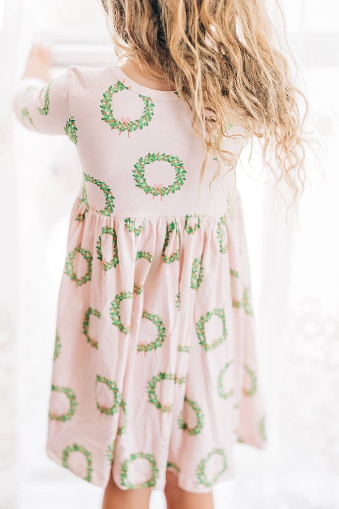 Claire Twirl Dress - Pink Wreath - Sugar Bee Clothing