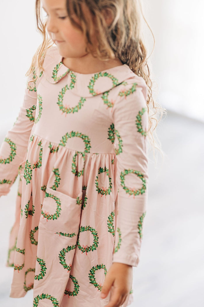 Claire Twirl Dress - Pink Wreath - Sugar Bee Clothing
