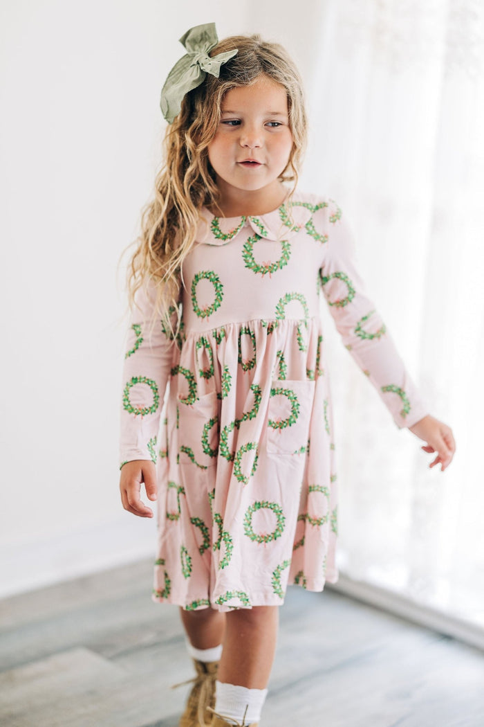 Claire Twirl Dress - Pink Wreath - Sugar Bee Clothing