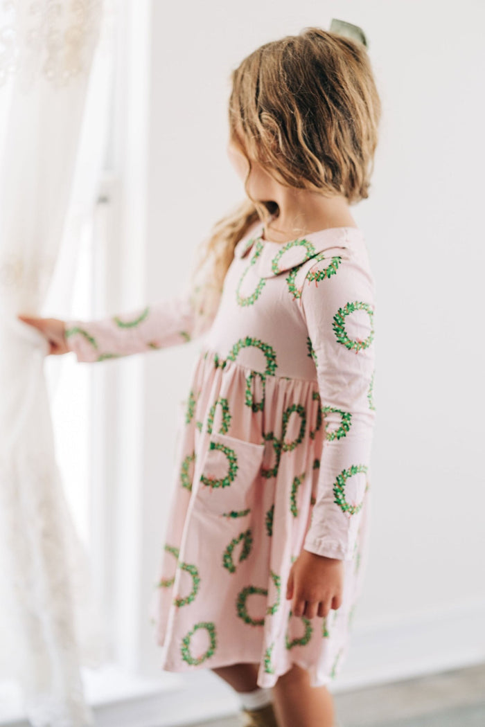 Claire Twirl Dress - Pink Wreath - Sugar Bee Clothing