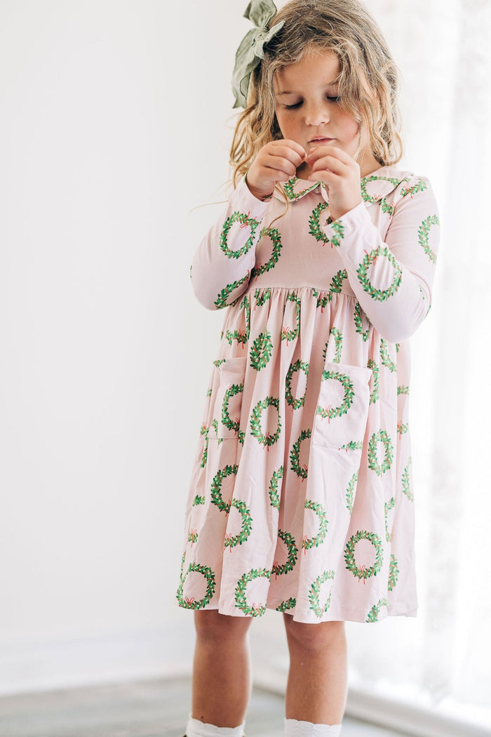 Claire Twirl Dress - Pink Wreath - Sugar Bee Clothing