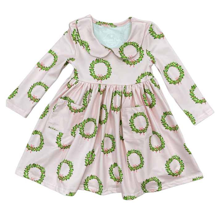 Claire Twirl Dress - Pink Wreath - Sugar Bee Clothing