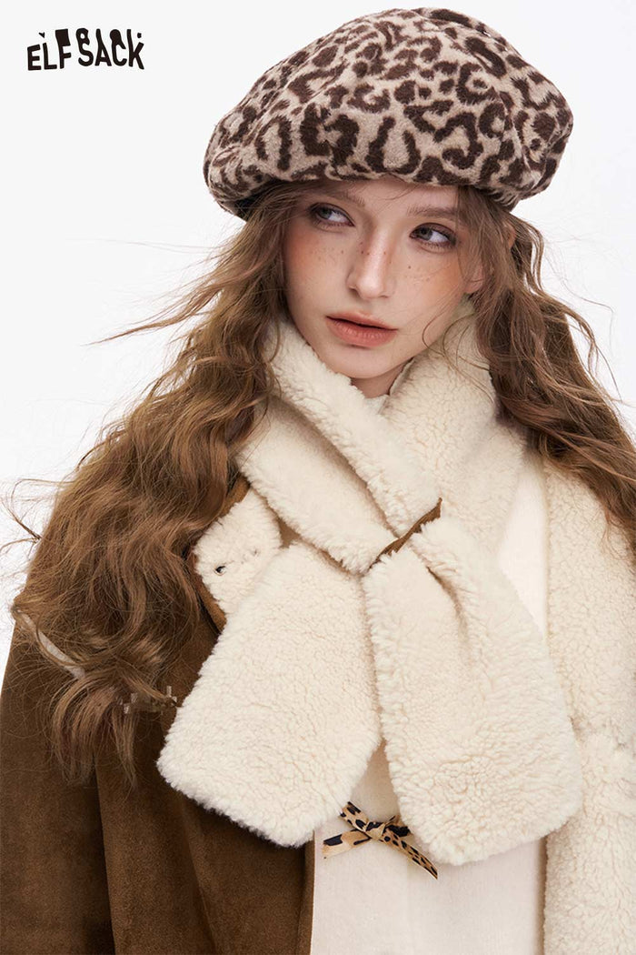 ELFSACK Classic Solid Line Plush Button Coat