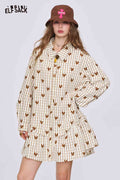 ELFSACK College-Style Heart Plaid Dress with a Peter Pan Collar