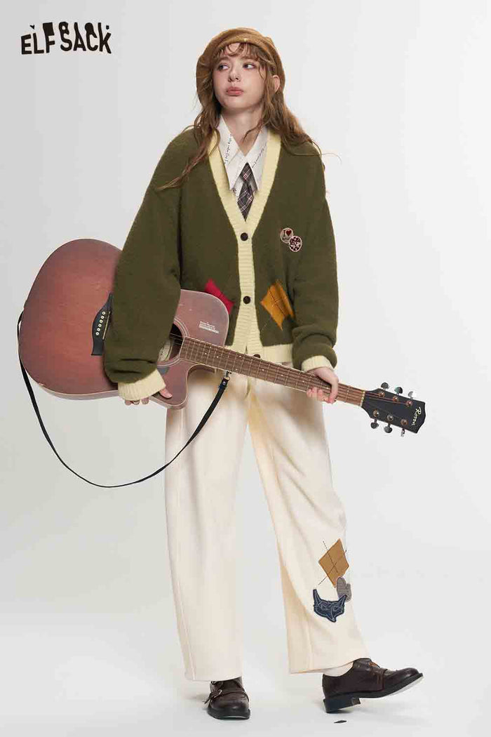 Color Block Patchwork Knit Sweater
